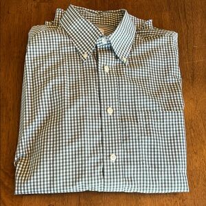 Brooks Brothers Men's Green and White Plaid Shirt